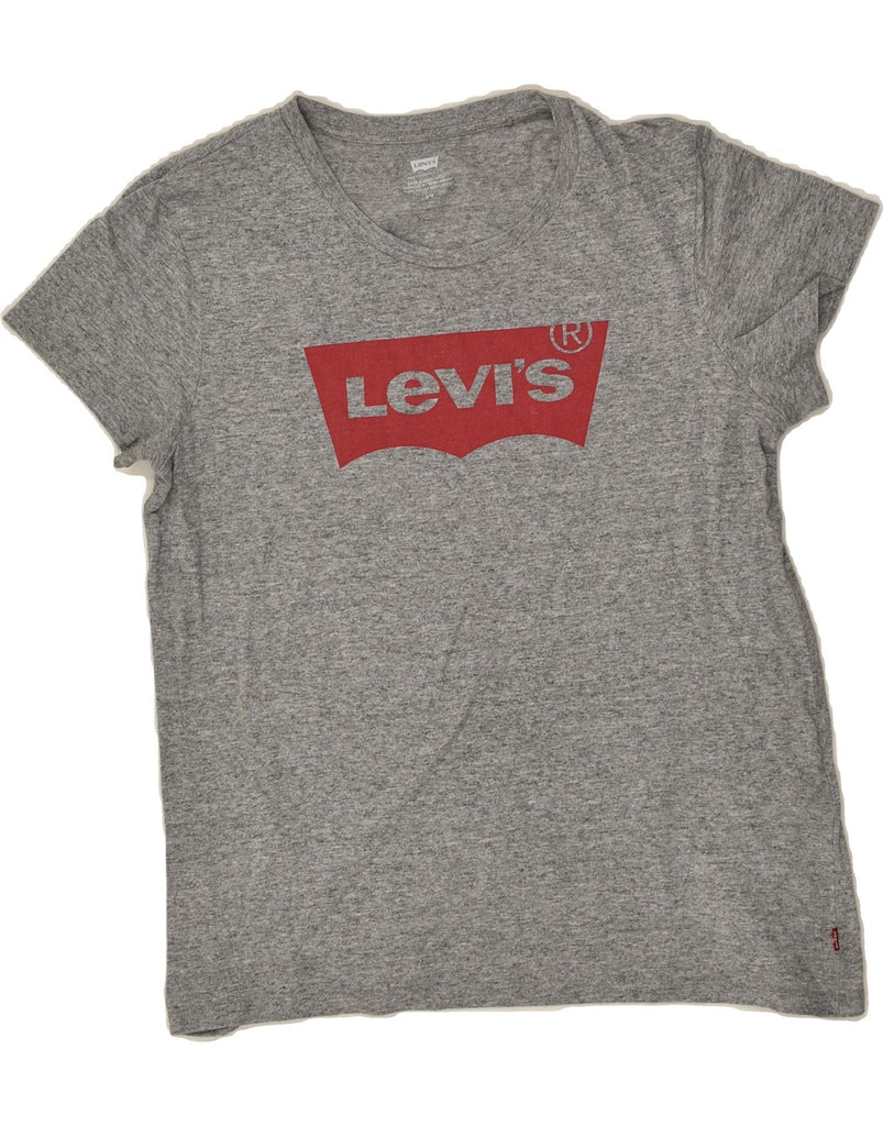 LEVI'S Womens Graphic T-Shirt Top UK 16 Large Grey Cotton | Vintage Levi's | Thrift | Second-Hand Levi's | Used Clothing | Messina Hembry 