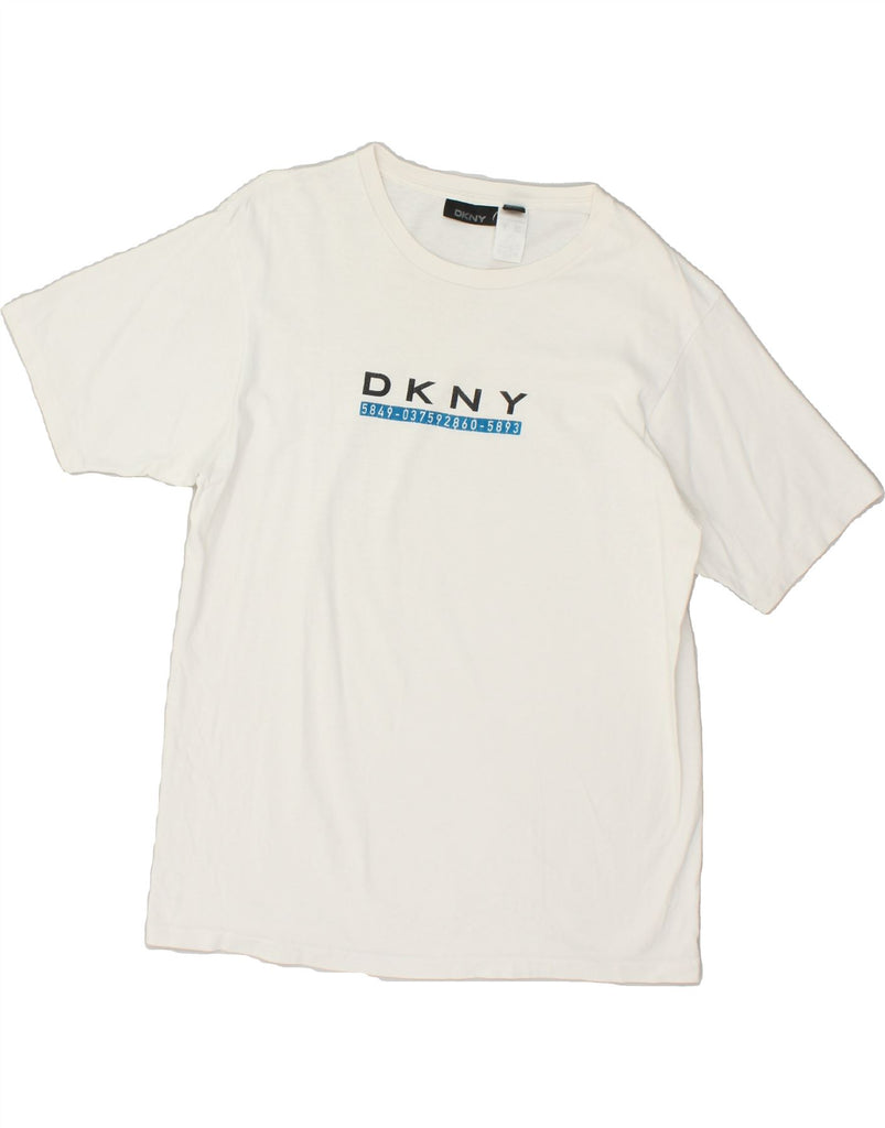 DKNY Mens Graphic T-Shirt Top Small Off White Cotton | Vintage Dkny | Thrift | Second-Hand Dkny | Used Clothing | Messina Hembry 