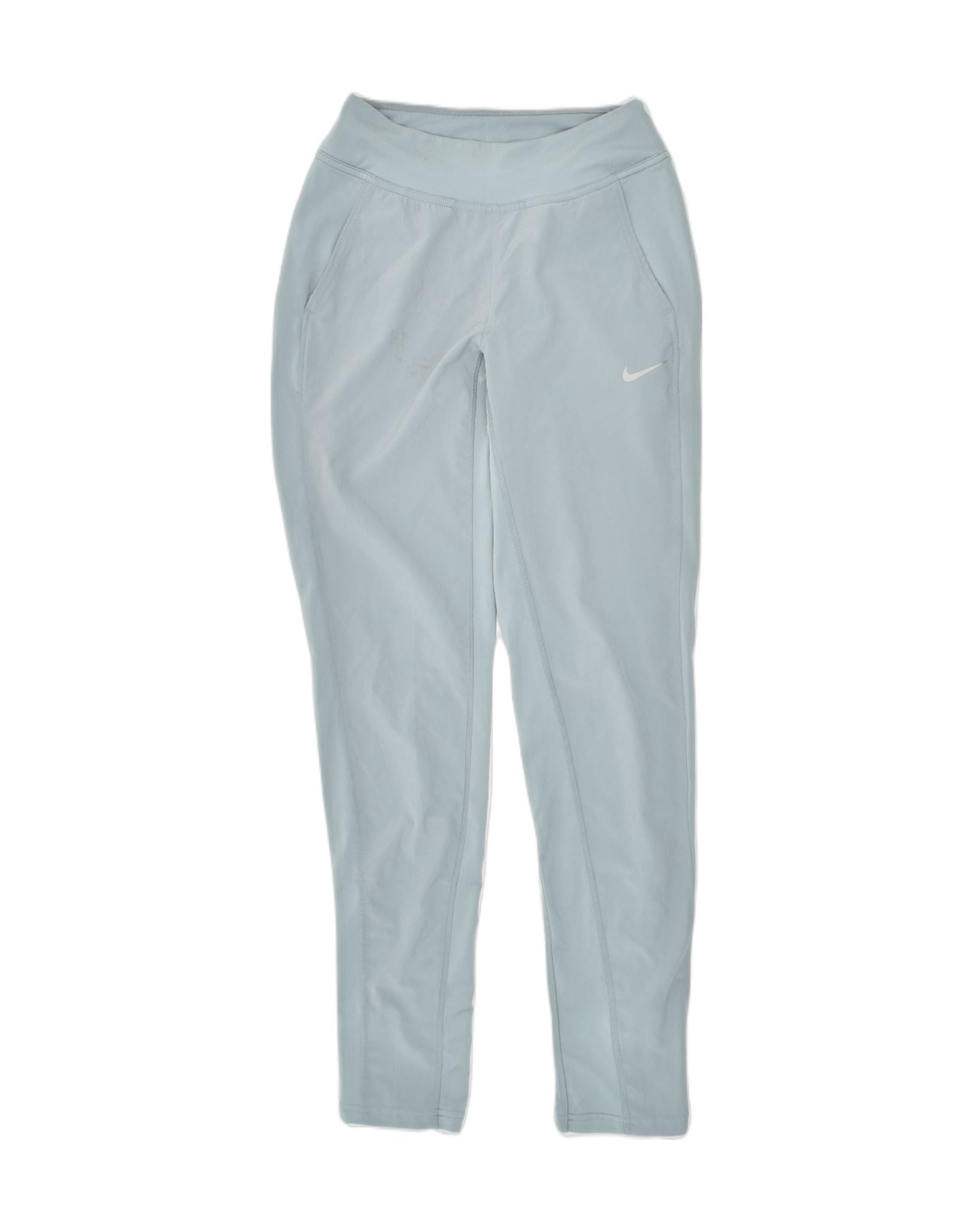 NIKE Womens Dri Fit Tracksuit Trousers UK 4 XS Blue Polyester