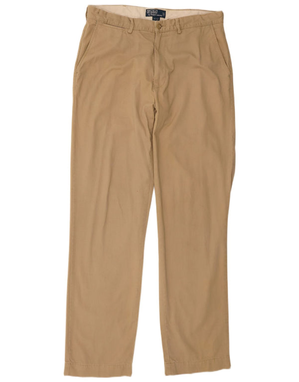 Polo Ralph Lauren Mens Straight Chino Trousers W34 L34 Beige Cotton