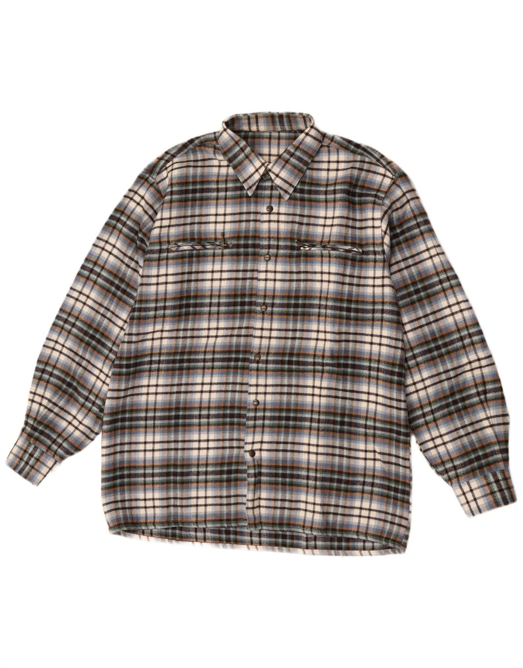 Vintage Mens Overshirt Shirt Large Multicoloured Check Wool