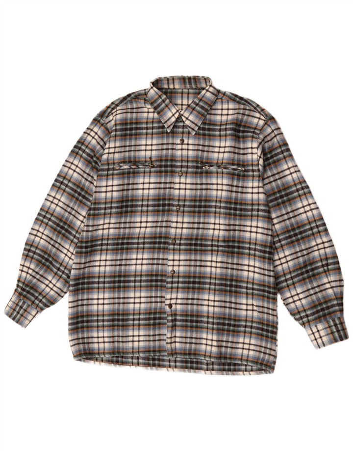 Vintage Mens Overshirt Shirt Large Multicoloured Check Wool