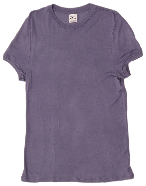 Zara Mens T-Shirt Top Medium Purple Viscose