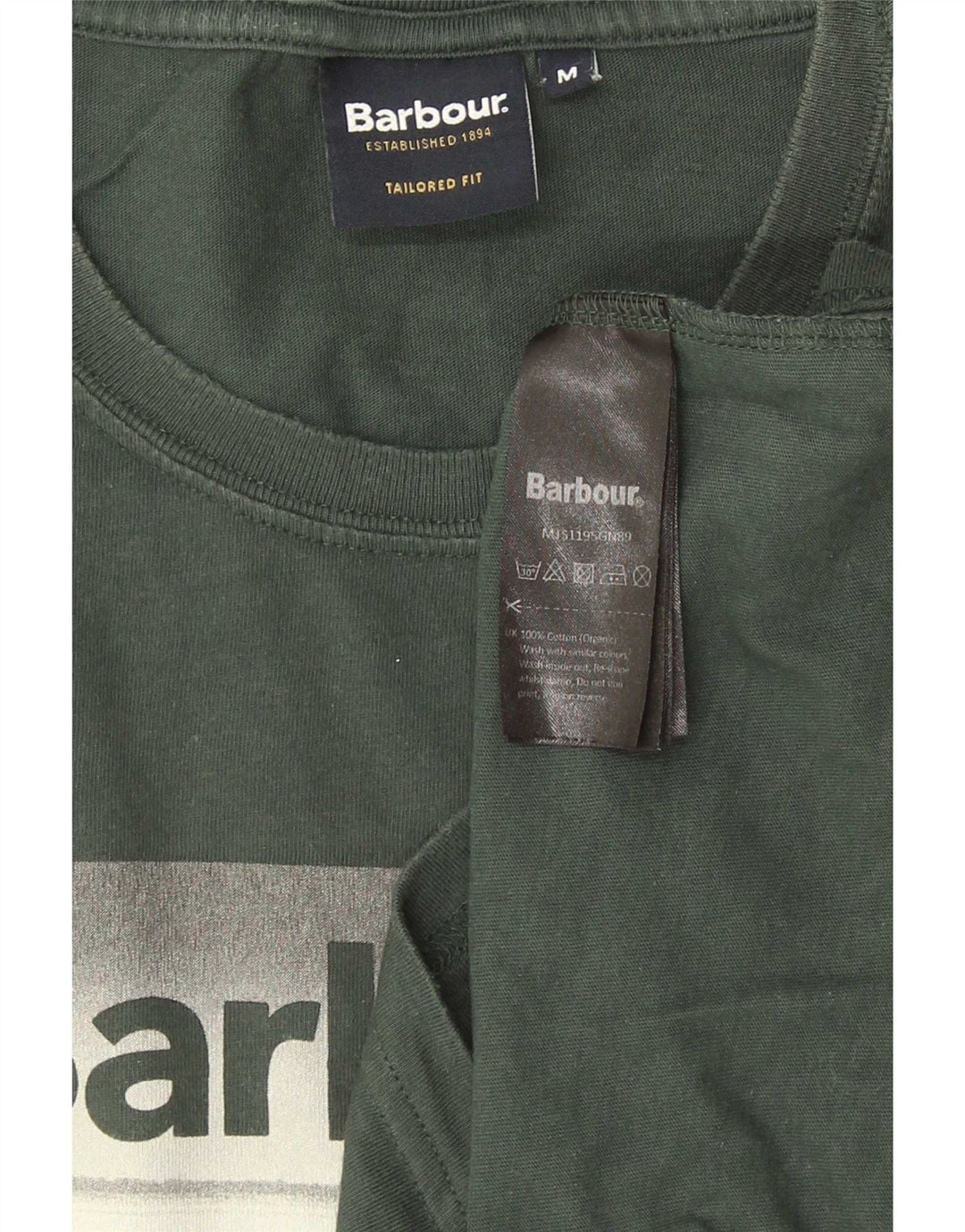 Barbour Mens Tailored Fit Graphic T-Shirt Top Medium Green Cotton
