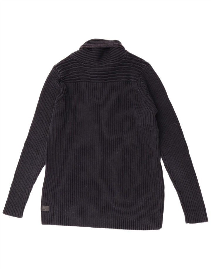 G-Star Mens Button Neck Jumper Sweater XL Navy Blue Cotton
