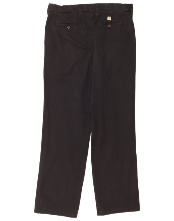 Marks & Spencer Mens Straight Chino Trousers W32 L31 Black Cotton