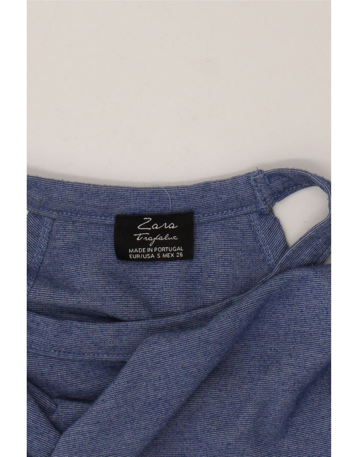 Zara Womens Crop Top UK 8 Small Blue