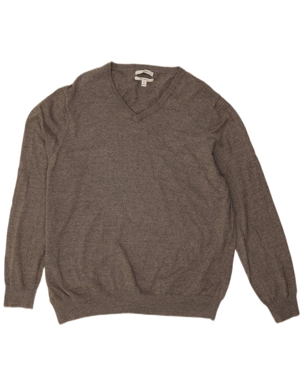 Marks & Spencer Mens V-Neck Jumper Sweater 3XL Grey Cotton