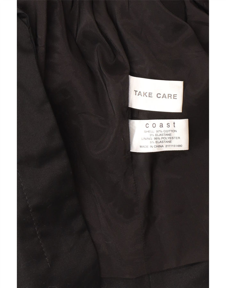 Coast Womens 3/4 Sleeve Open Blazer Jacket UK 16 Large  Black Cotton