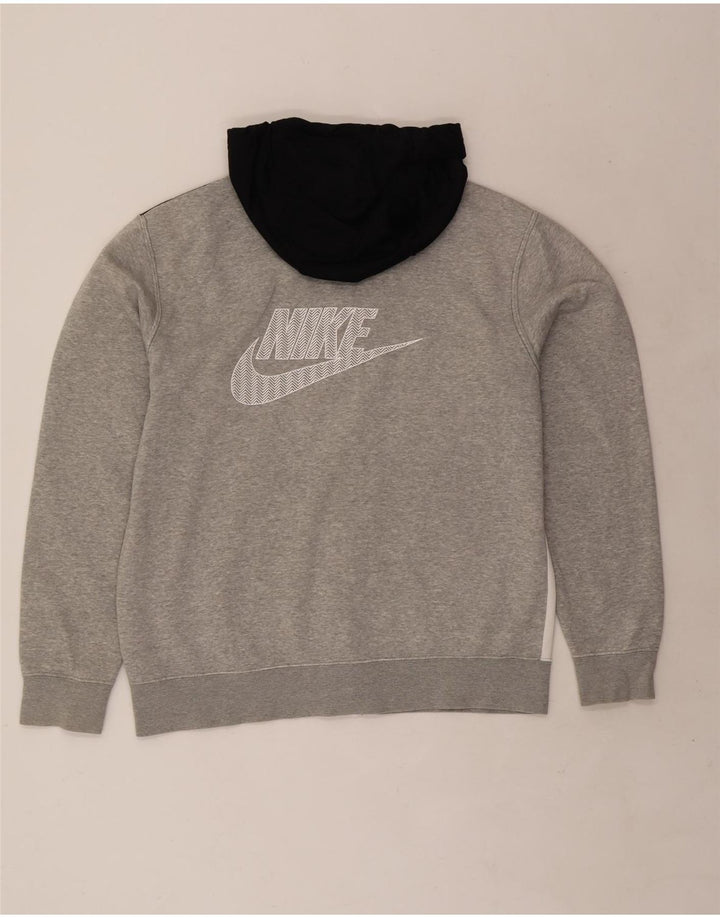 Nike Mens Zip Hoodie Sweater Medium Grey Colourblock Cotton