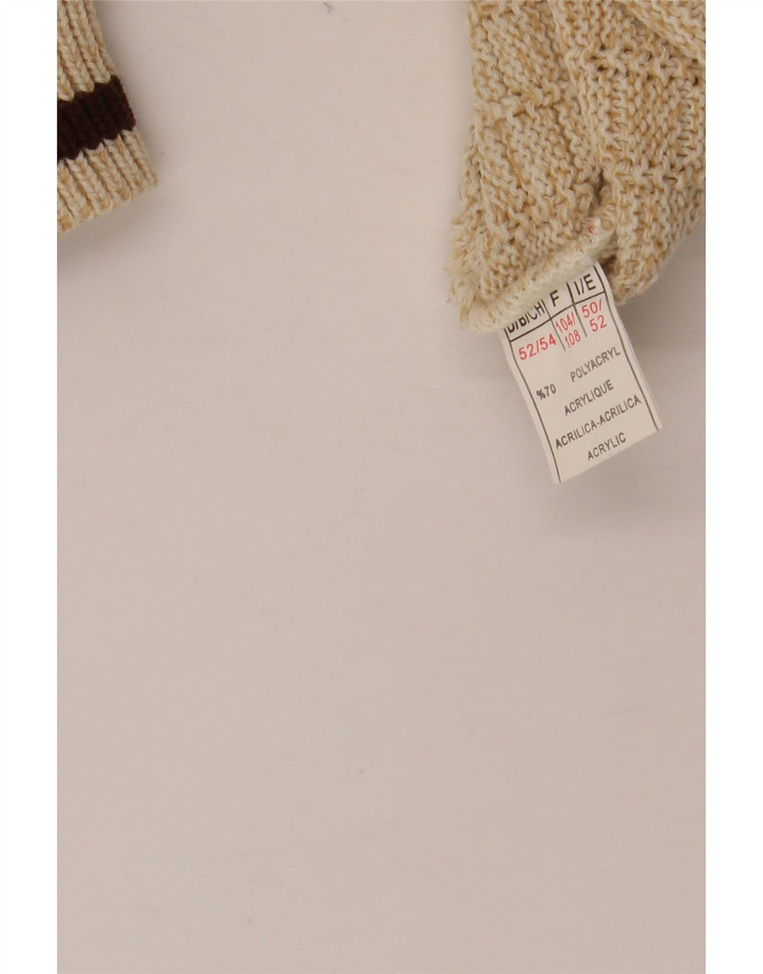 VINTAGE Mens Graphic Crew Neck Jumper Sweater IT 52 XL Beige Polyacrylic