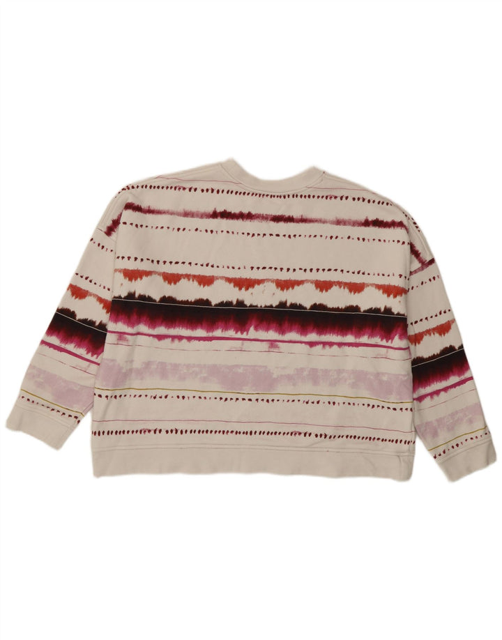 Whistle Womens Oversized Sweatshirt Jumper UK 14 Medium White Geometric