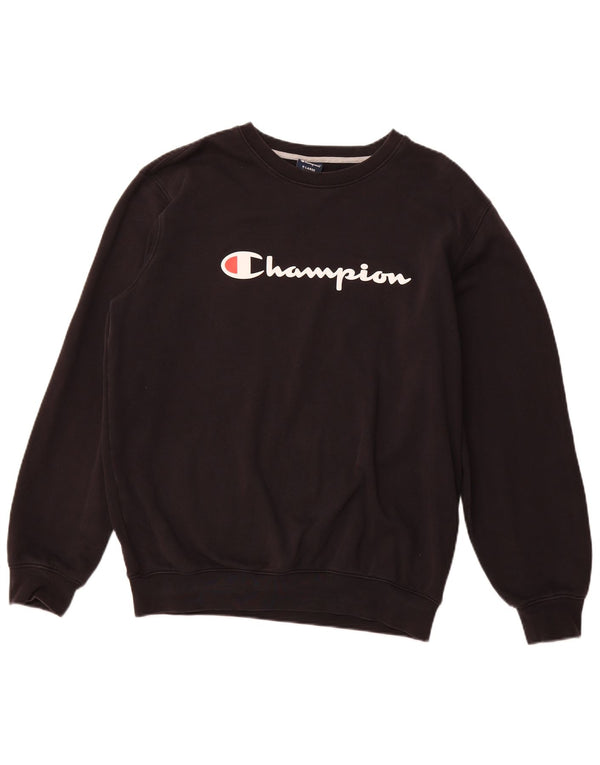 CHAMPION Mens Graphic Sweatshirt Jumper XL Black Cotton Sports