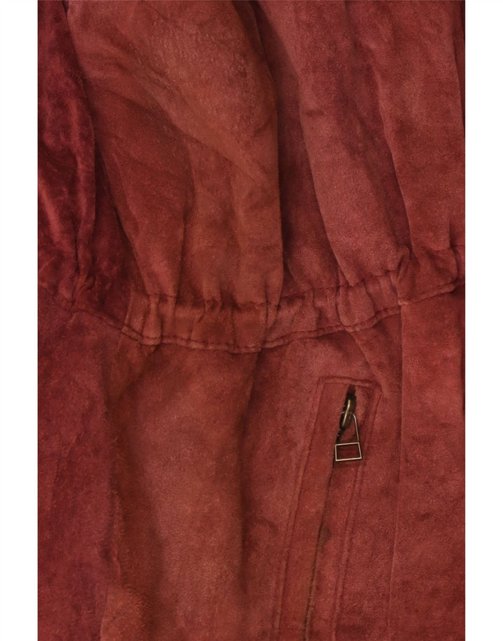 Miss Joy Womens Suede Overcoat EU 44 XL Burgundy Leather