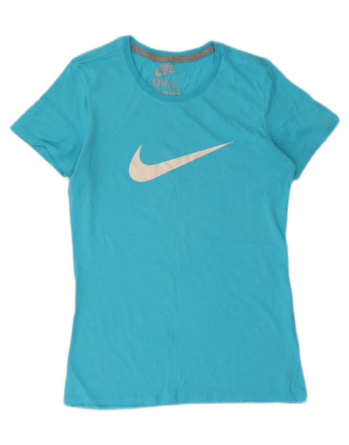 Nike Womens Slim Fit Graphic T-Shirt Top UK 12 Medium Blue