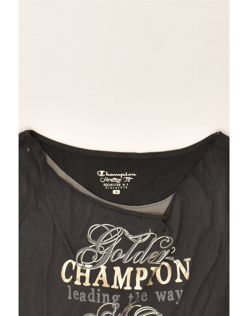 CHAMPION Womens Heritage Fit Graphic Top Long Sleeve UK 12 Medium Grey | Vintage Champion | Thrift | Second-Hand Champion | Used Clothing | Messina Hembry 