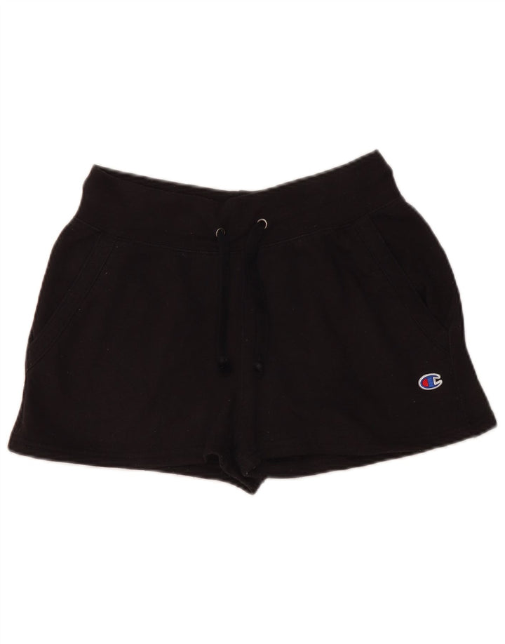 CHAMPION Womens Sport Shorts UK 10 Small  Black Polyester