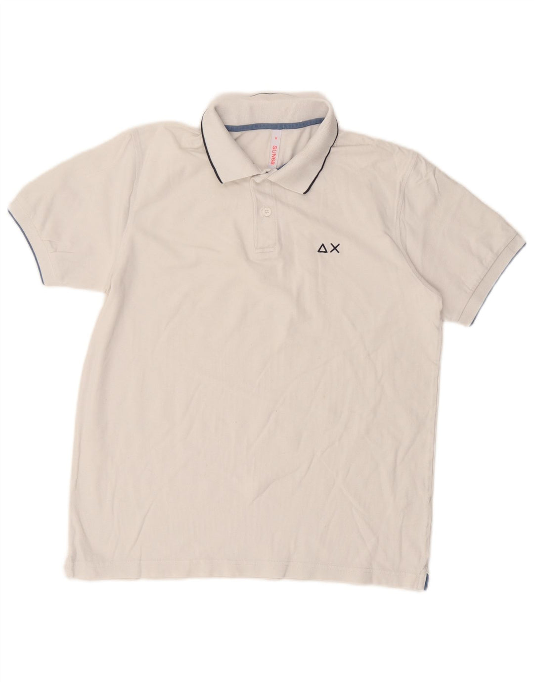 Sun68 Mens Polo Shirt Medium White Cotton