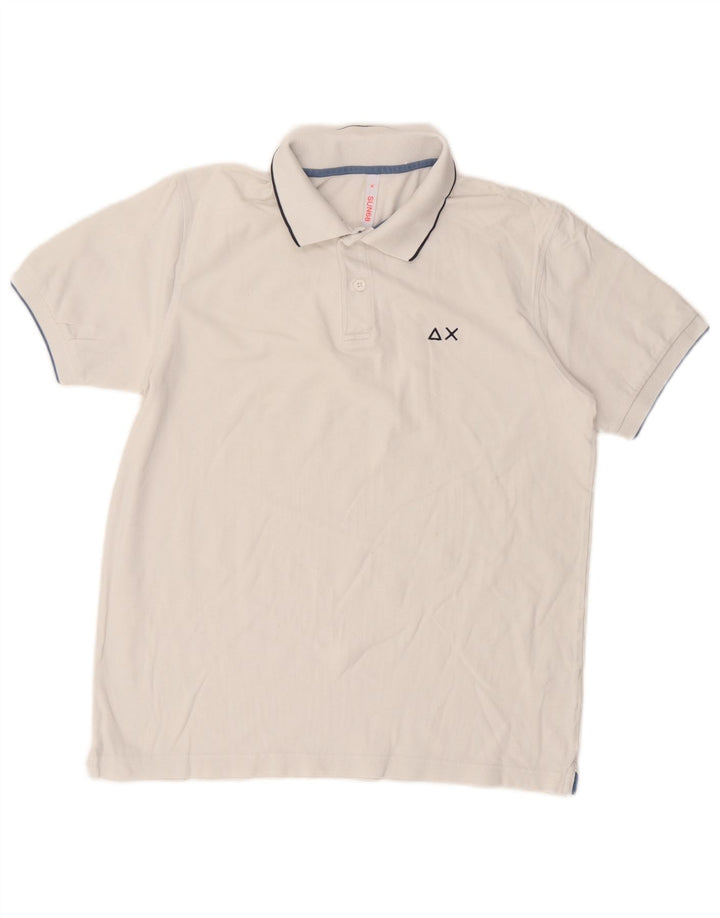 Sun68 Mens Polo Shirt Medium White Cotton
