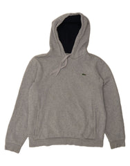 LACOSTE Mens Hoodie Jumper Size 5 Large Grey Cotton