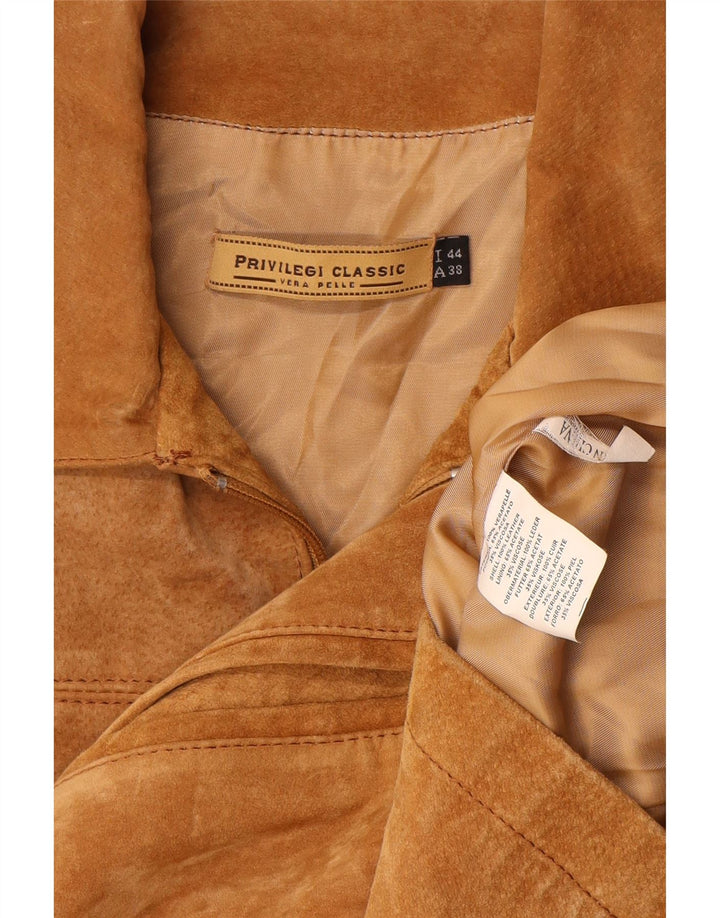 Privilegi Womens Suede Jacket IT 44 Medium Beige Leather