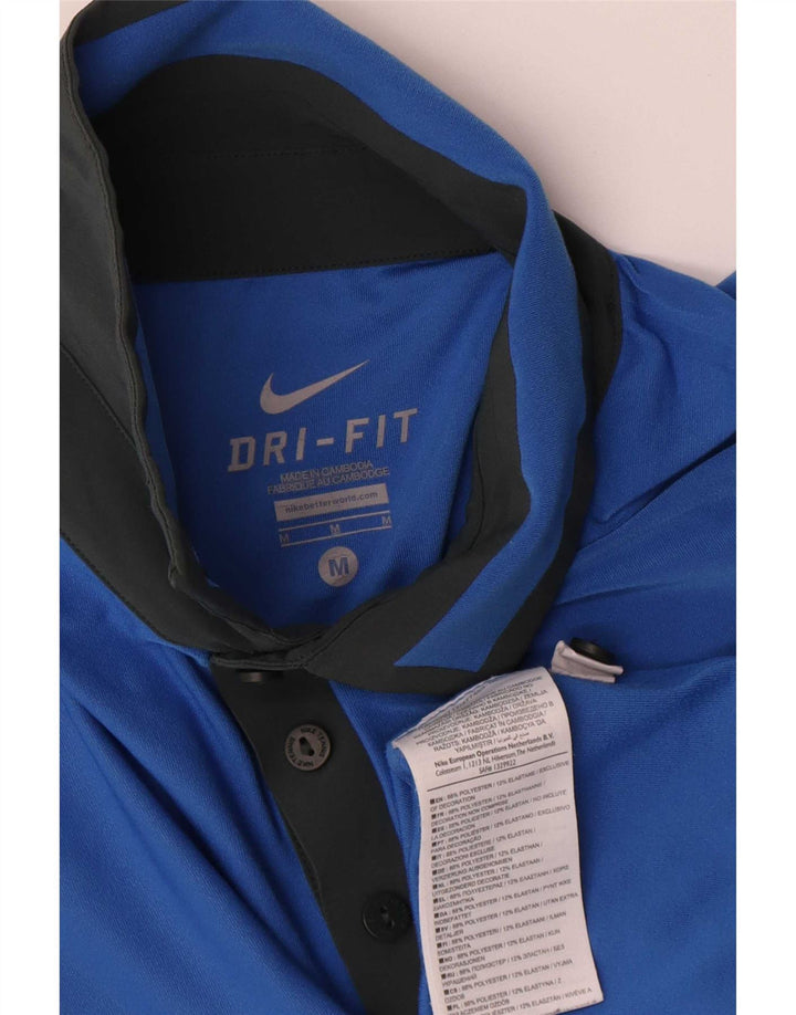 Nike Mens Dri Fit Polo Shirt Medium Blue Colourblock Polyester