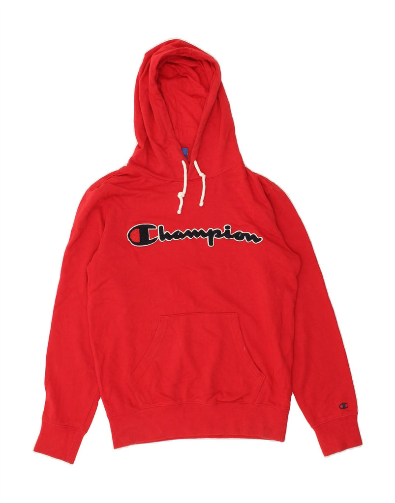 CHAMPION Mens Graphic Hoodie Jumper Small Red Cotton | Vintage Champion | Thrift | Second-Hand Champion | Used Clothing | Messina Hembry 