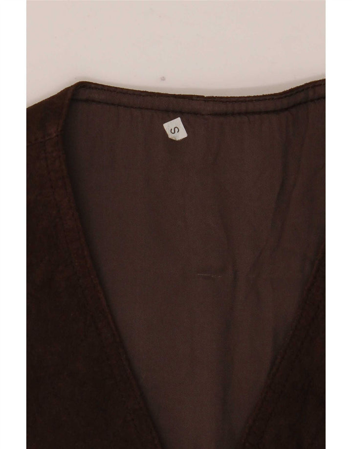 Vintage Mens Suede Waistcoat Small Brown