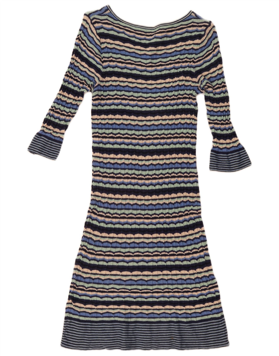 Oasis Womens 3/4 Sleeve Jumper Dress UK 12 Medium Multicoloured Striped