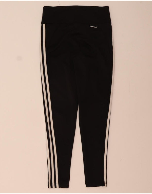 ADIDAS Womens Aeroready Leggings UK 12/14 Medium Black Polyester