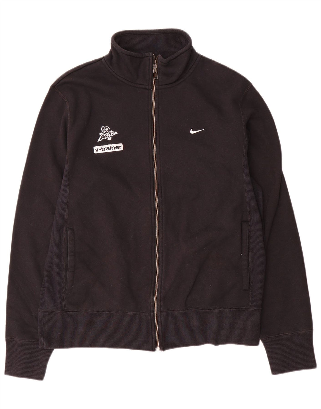 Nike Mens Graphic Tracksuit Top Jacket UK 38/40 Medium Black Cotton