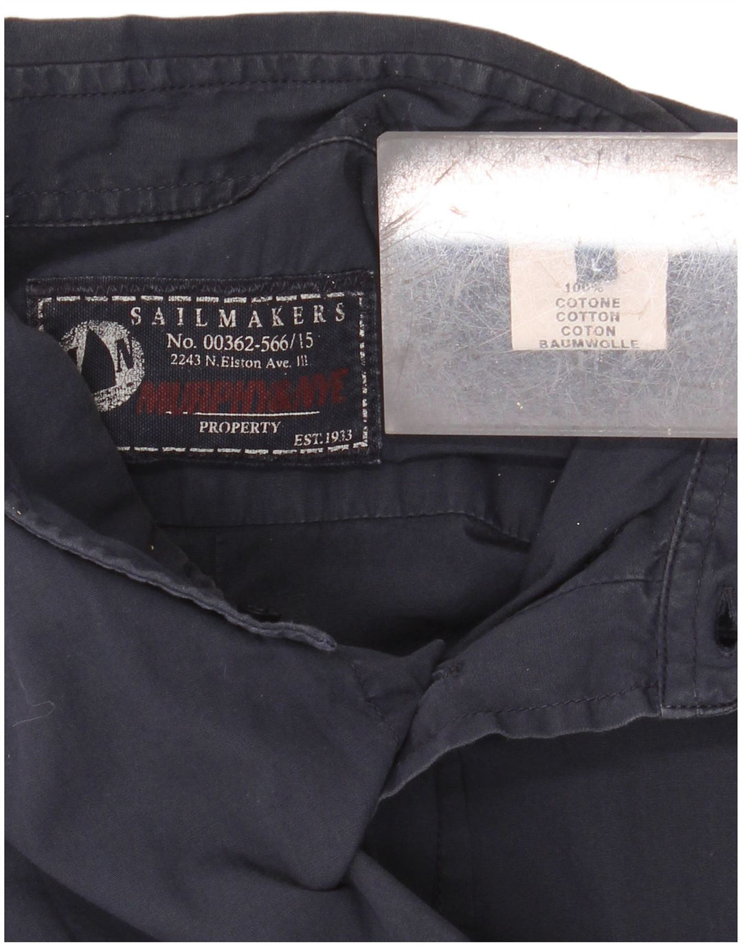 MURPHY & NYE Mens Sailmakers Shirt Large Navy Blue Cotton