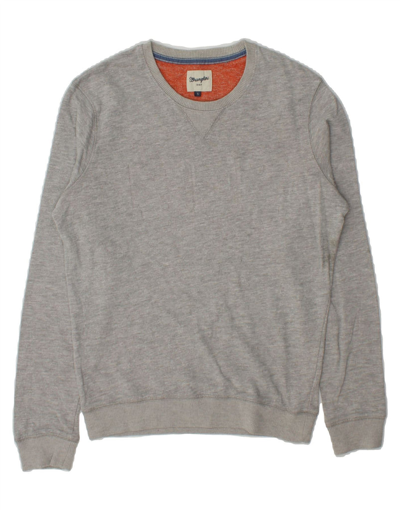 WRANGLER Mens Graphic Sweatshirt Jumper Small Grey Cotton Vintage Wrangler and Second-Hand Wrangler from Messina Hembry 