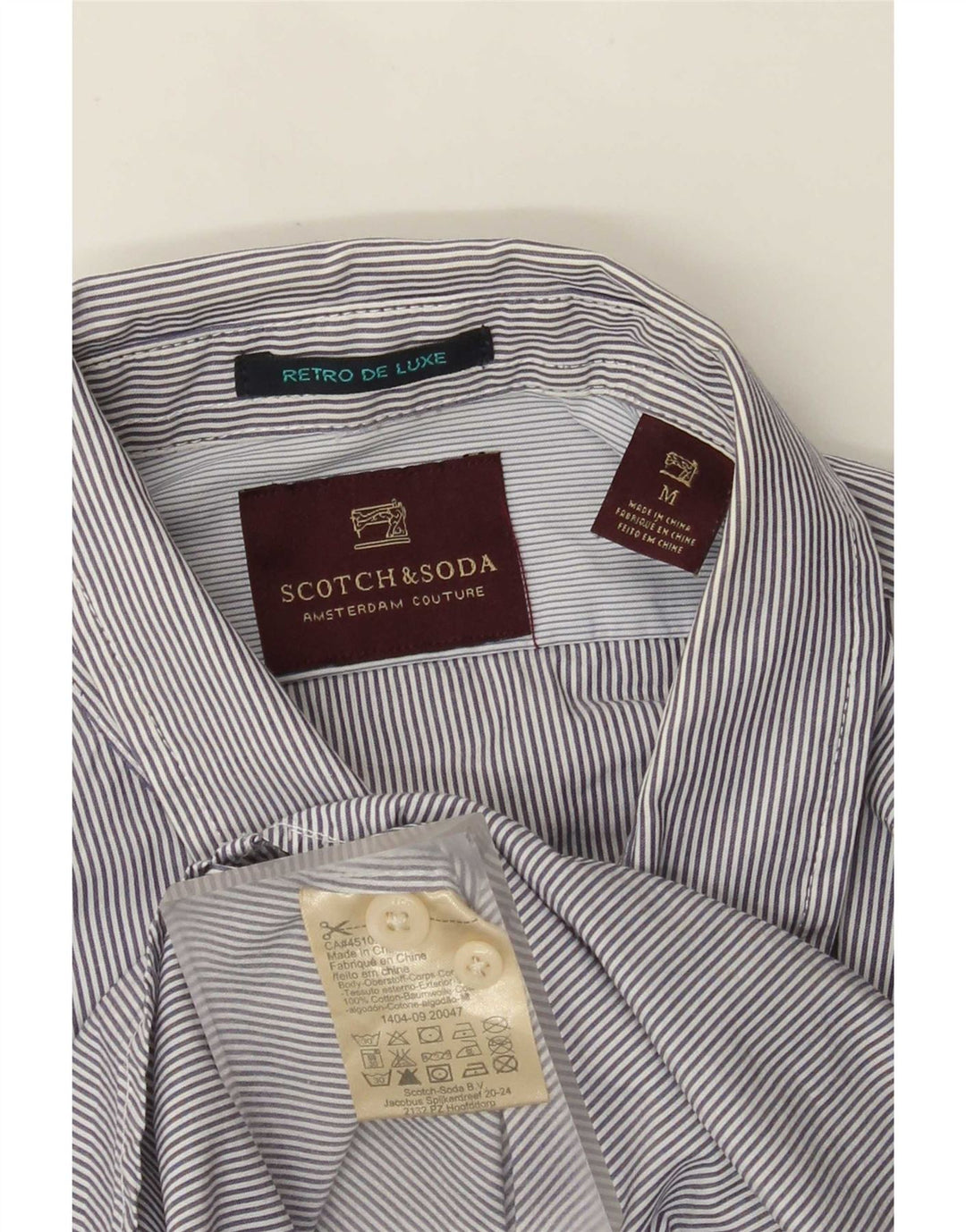 Scotch & Soda Mens Shirt Medium Navy Blue Pinstripe Cotton