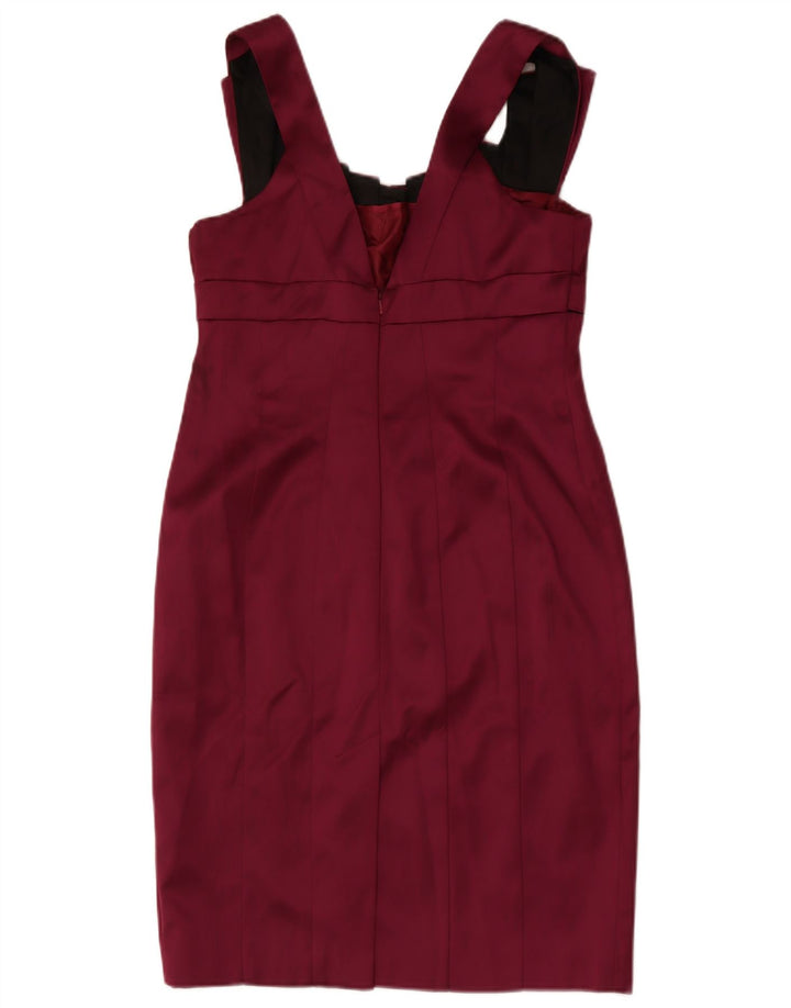 KAREN MILLEN Womens Sleeveless Bodycon Dress UK 16 Large Burgundy Acetate
