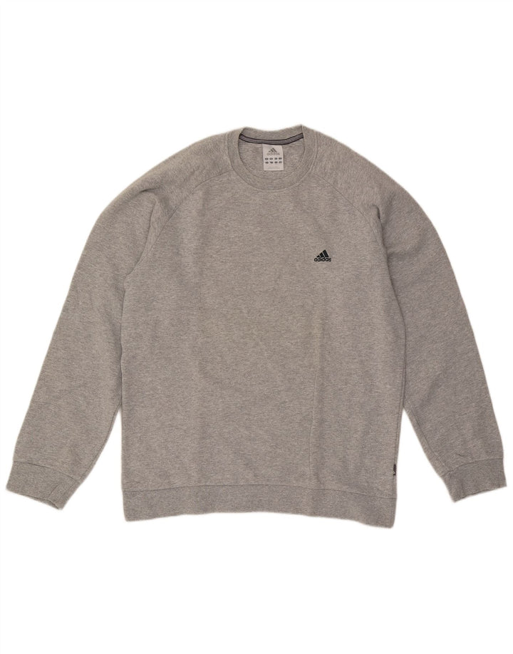 Adidas Mens Sweatshirt Jumper Large Grey Flecked Cotton