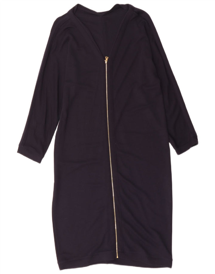 Jaeger Womens Long Sleeve Basic Dress UK 16 Large Navy Blue Viscose