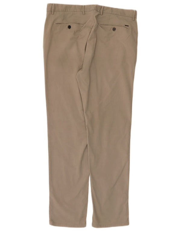 Massimo Dutti Mens Slim Fit Chino Trousers EU 44 Large W34 L31 Beige Cotton