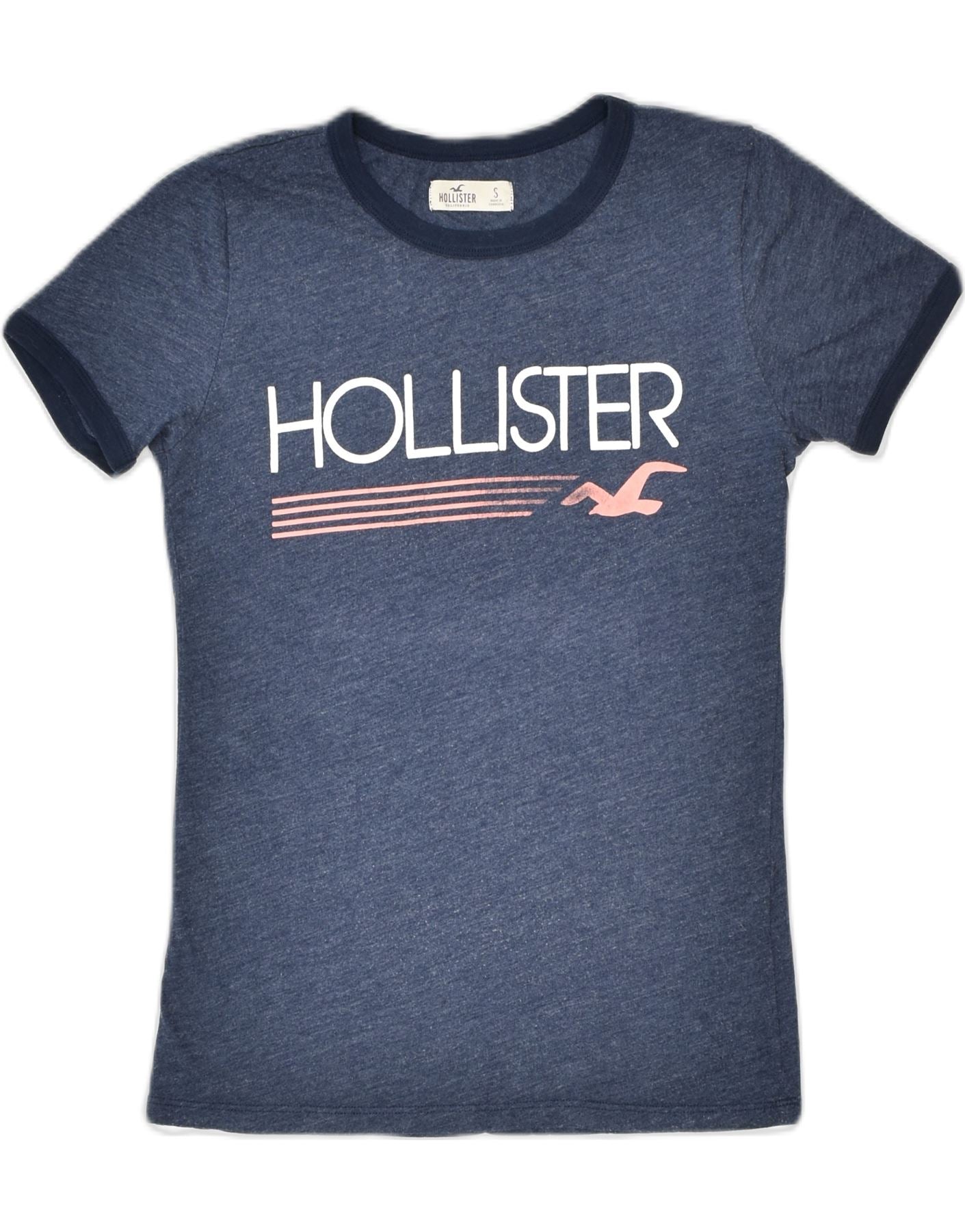 HOLLISTER Mens Graphic T-Shirt Top Small Blue Cotton Classic