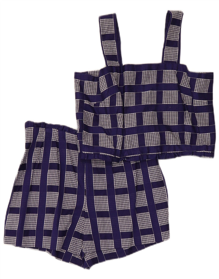 Vintage Womens 2 Piece Set UK 2 2XS Blue Check