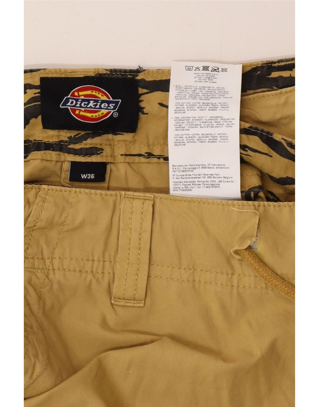 Dickies Mens Straight Cargo Trousers W36 L28 Beige Cotton
