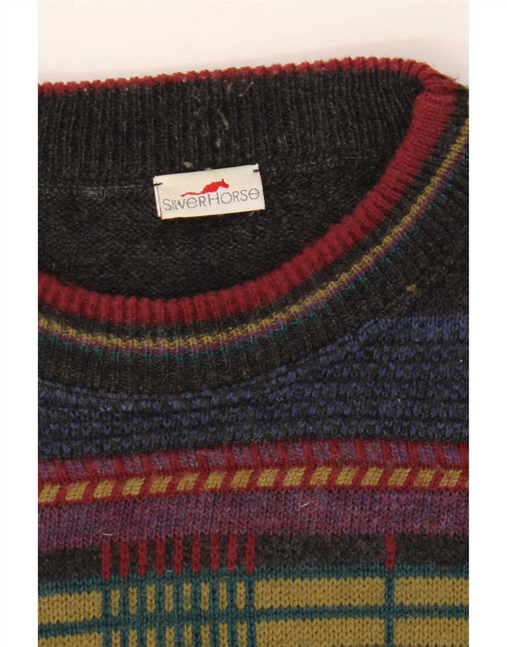 Vintage Mens Crew Neck Jumper Sweater XL Multicoloured Striped
