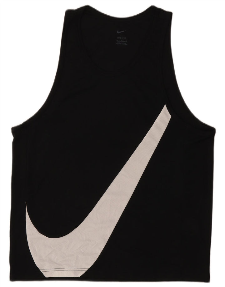 Nike Mens Dri Fit Graphic Vest Top Medium Black Polyester