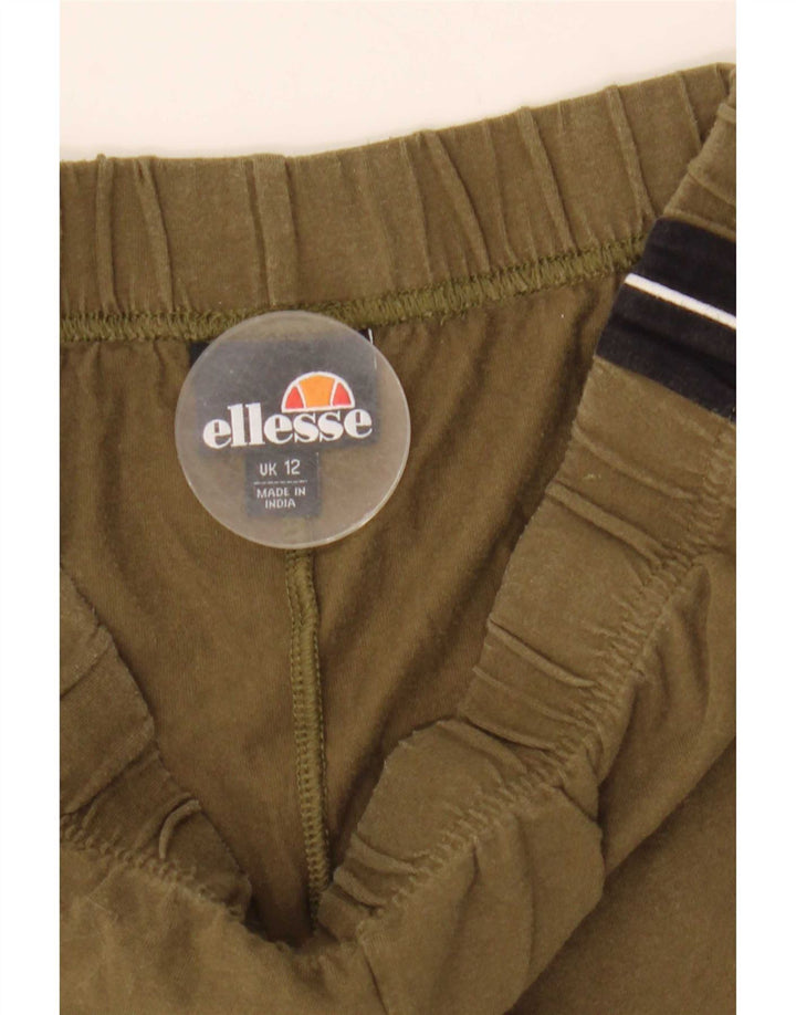 Ellesse Womens Leggings UK 12 Medium Khaki Colourblock Cotton