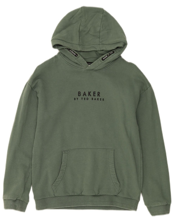 TED BAKER Girls Graphic Hoodie Jumper 11-12 Years Green Cotton