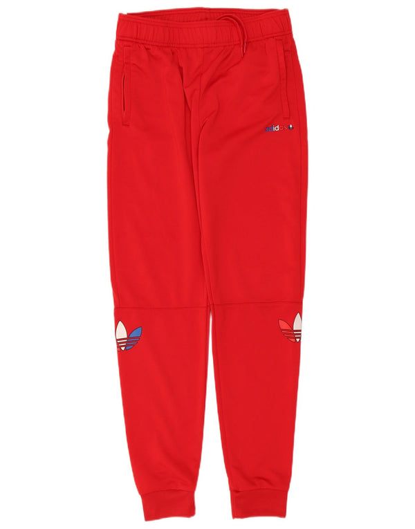Adidas Girls Graphic Tracksuit Trousers Joggers 15-16 Years Red Polyester