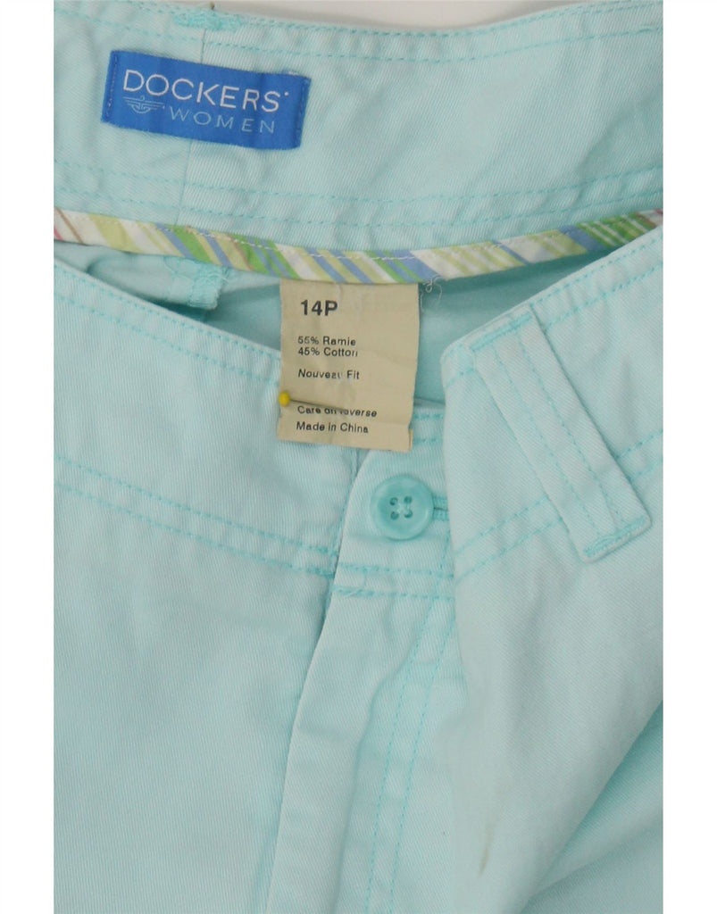 DOCKERS Womens Straight Capri Trousers US 14 XL W36 L20 Blue Ramie Classic Vintage Dockers and Second-Hand Dockers from Messina Hembry 