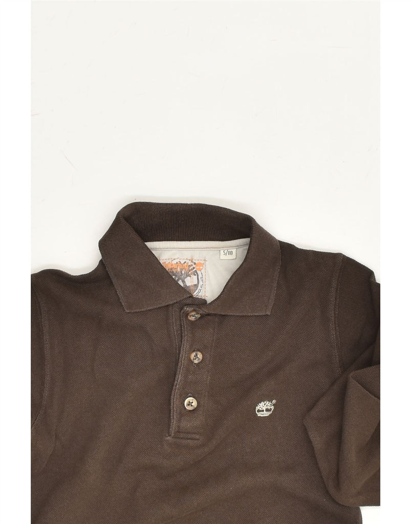 TIMBERLAND Boys Long Sleeve Polo Shirt 4-5 Years Brown Cotton | Vintage Timberland | Thrift | Second-Hand Timberland | Used Clothing | Messina Hembry 