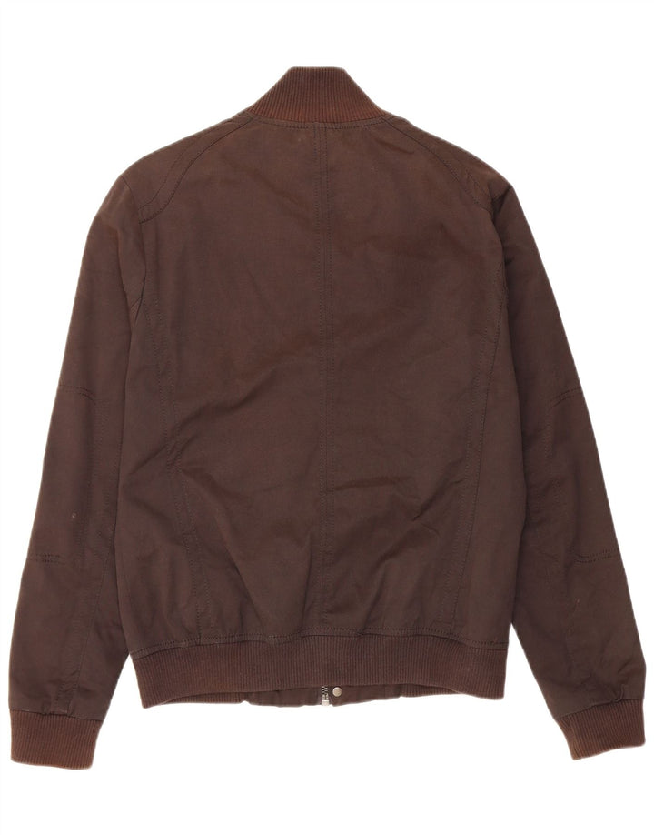 Zara Mens Bomber Jacket UK 40 Large Brown Cotton