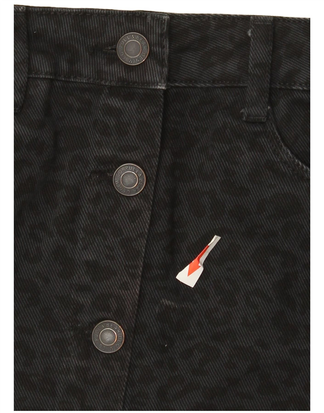 Pull & Bear Womens Denim Skirt Small W26 Black Animal Print Cotton